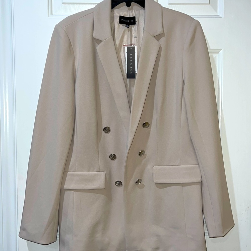 Double Breasted Women’s Blazer Ivory Pale Platinum